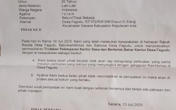 Disaksikan Orang Tua Dan Keluarga, Kades Beri Hukuman ke Oknum Pemuda Pelempar Kantor Desa
